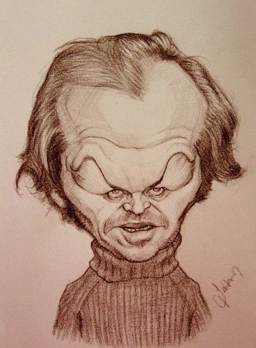 Cartoon: shinning (medium) by sahannoyan tagged jack,nicholson,shinning