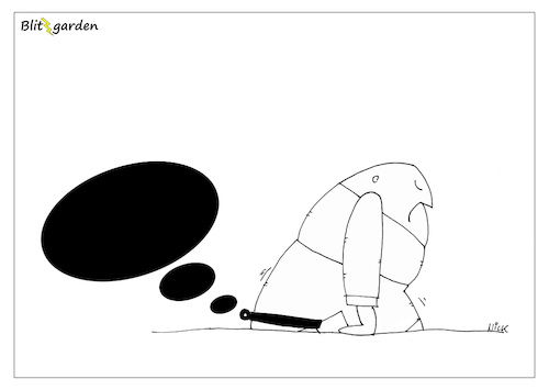 Cartoon: Dunkle Gedanken (medium) by Oliver Kock tagged trauer,depression,gedanken,melancholie,mensch,cartoon,nick,blitzgarden