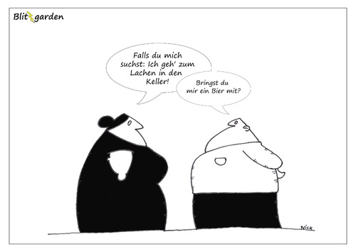 Cartoon: Lachen (medium) by Oliver Kock tagged cartoon,menschenkenner,kock,oli,surreal,humor,kommunikation,lachen,bier,keller,ehepaar,frau,mann,nick,blitzgarden