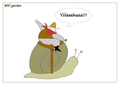 Cartoon: SNAILBOY (medium) by Oliver Kock tagged cowboy,schnecke,reiten,cartoon,nick,blitzgarden