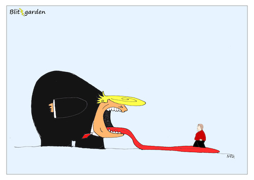 Cartoon: Welcome! (medium) by Oliver Kock tagged trump,merkel,politik,staatsbesuch,cartoon,nick,blitzgarden