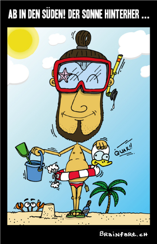 Cartoon: Ab in den Süden ... (medium) by BRAINFART tagged fun,lustig,comic,cartoon,meer,sonne,süden,sommer,brainfart