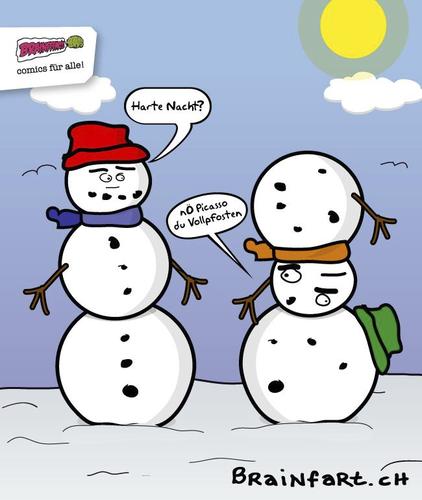 Cartoon: Nuubistische Schneemänner (medium) by BRAINFART tagged fun,character,cartoon,comic,mann,schnee,snow,snowman,schneemann,kalt,winter,zeichnung,art,brainfart,funny,witzig,spass,lustig,nuub,unterhaltung