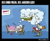 Cartoon: Des einen Freud des anderen Leid (small) by BRAINFART tagged wolf,bauer,freud,leid,traum,schaf,humor,cartoon,comic,character,art,brainfart,lustig,witzig,spass,drawing,colour,toon,pool