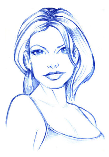 Cartoon: blue sketch (medium) by michaelscholl tagged sketch,woman