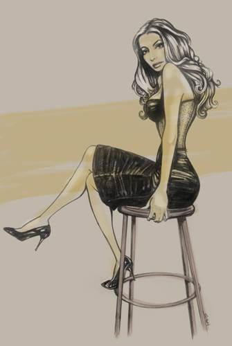 Cartoon: waiting (medium) by michaelscholl tagged sexy,woman,stool