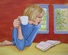 Cartoon: after dinner (small) by michaelscholl tagged cup,woman,reading,windows