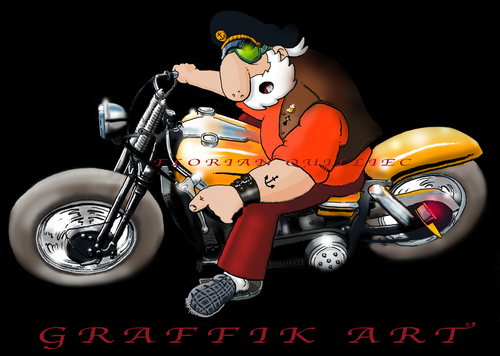 Cartoon: GRAPHISME AVEC PHOTOSHOP (medium) by Florian Quilliec tagged harley