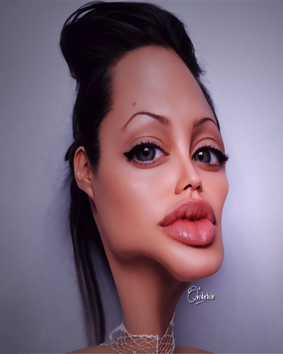 Cartoon: Angelina Jolie (medium) by Quidebie tagged angelina,jolie,tomb,raider,celebrity,caricature,karikatuur,movie,brad,pitt,fun,funny