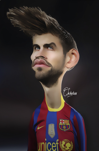 Cartoon: Pique (medium) by Quidebie tagged pique,karikatuur,barcelona,gerard,funny,fun,caricature,spain,football,soccer,shakira,player