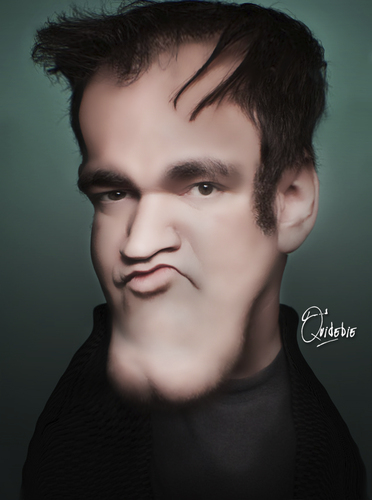 Cartoon: Quentin Tarantino (medium) by Quidebie tagged quentin,tarantino,caricature,karikatuur,movie,star,film