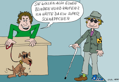 Cartoon: Schnäppchen (medium) by Wolfgang tagged blind,blindenhund,schnäppchen
