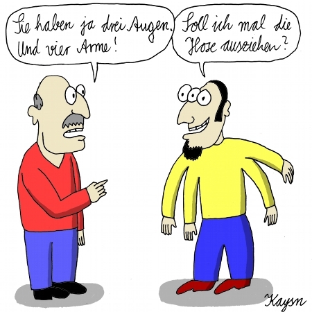 Cartoon: Drei Augen... (medium) by KAYSN tagged augen,arme,hose