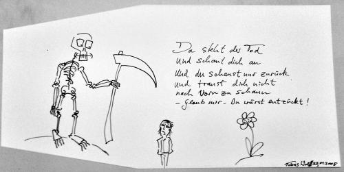 Cartoon: Der Tod und Die Blume (medium) by Tobias Wolff tagged sensenmann,blume,lyrik
