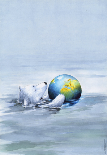 Cartoon: Eisbär in Not (medium) by sobecartoons tagged klimawandel,erderwärmung,lebensraum,umwelt,eisschmälze
