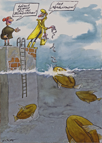 Cartoon: Fischbrötchenfütterung (medium) by sobecartoons tagged natur,umwelt,meer