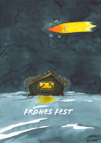 Cartoon: FROHES FEST (medium) by sobecartoons tagged krieg,drohen,ukraine,gaza,überall,aggressionen,krieg,drohen,ukraine,gaza,überall,aggressionen