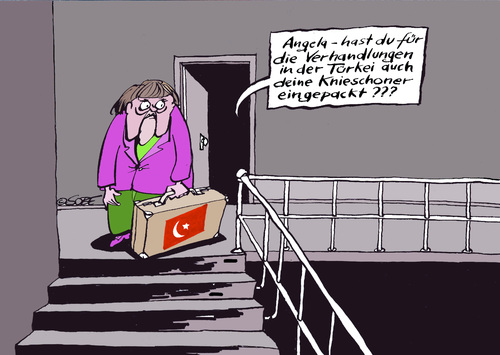 Cartoon: vertragsverhandlungen (medium) by sobecartoons tagged merkel,türkei,vertrag,merkel,türkei,vertrag