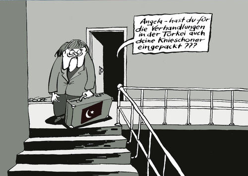 Cartoon: vertragsverhandlungen (medium) by sobecartoons tagged merkel,türkei,vertrag,merkel,türkei,vertrag