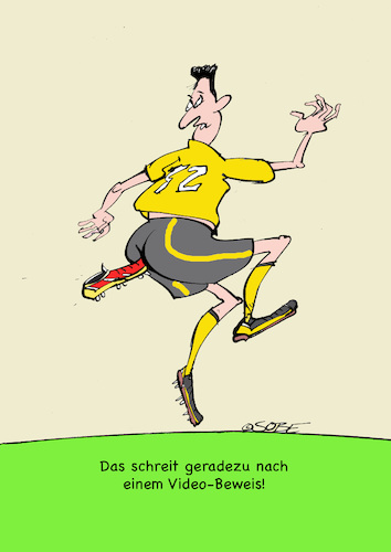 Cartoon: Video-Beweis (medium) by sobecartoons tagged fußball,foul,beweis,neue,technik,fehltritt,fußball,foul,beweis,neue,technik,fehltritt