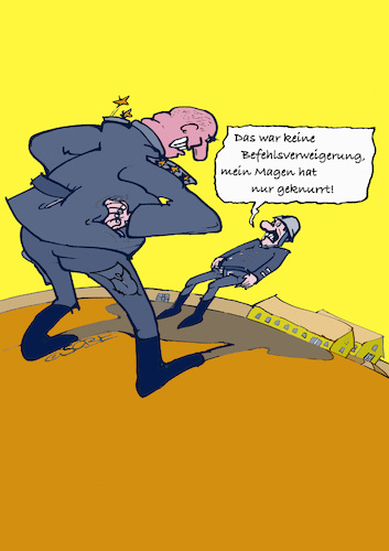 Cartoon: Widerwort (medium) by sobecartoons tagged vorgesetzter,militär,drill,kasernenhof,soldat,vorgesetzter,militär,drill,kasernenhof,soldat