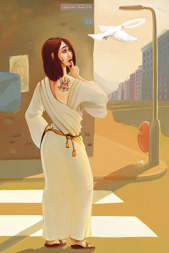 Cartoon: Sister of Jesus (medium) by fantasio tagged messias,nazarette,jesuine,jesus,schwester