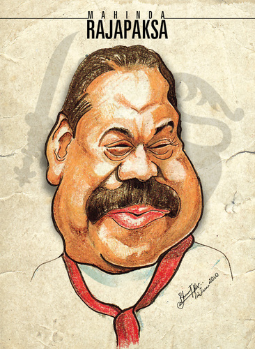 Cartoon: Mahinda Rajapaksa (medium) by bharatkv tagged mahinda,rajapaksa,srilanka,president,leader,caricature,cartoon,lanka,lion,politics