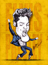 Cartoon: Elvis Presley (small) by bharatkv tagged elvis,presley,king,pop,rockstar,american,caricature,cartoon,sketch,yellow,jailhouse,rock