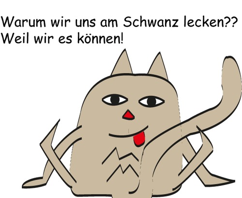 Cartoon: Warum wir uns am Schwanz lecken? (medium) by komika tagged schwanz,lecken