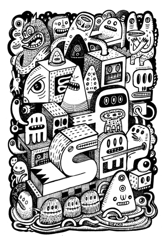 Cartoon: Arche (medium) by exit man tagged ink,bw,paper,alesko,exitman,monster