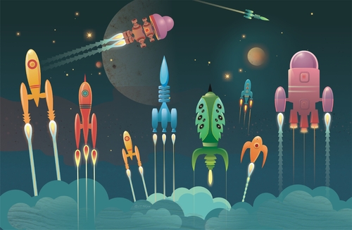 Cartoon: Big departure (medium) by exit man tagged space,star,cosmos,fly,rocket,exitman