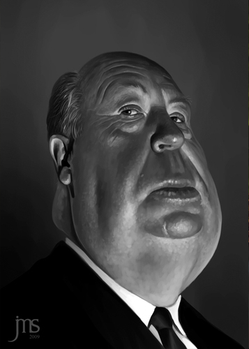 Cartoon: Hitch (medium) by JMSartworks tagged caricature,actors,filmmakers,hollywood,paintool,sai,painter