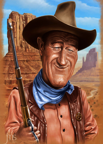 Cartoon: Wayne (medium) by JMSartworks tagged caricature,actors,filmmakers,hollywood,paintool,sai,painter