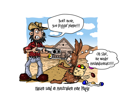 Cartoon: Frohe Ostern!!! (medium) by Toeby tagged ostern,osterhase,australien,plage,toeby,mark,töbermann
