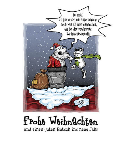 Cartoon: Merry X-Mas everyone (medium) by Toeby tagged weihnachten,toeby,claus,santa,superheld,superhero,töbermann,mark,grüsse,greetings,christmas