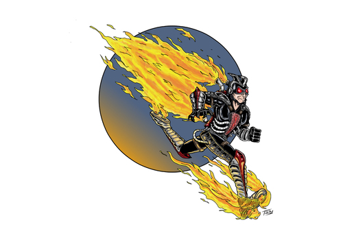 Cartoon: Rocket Demon (medium) by Toeby tagged superhero,contest,jetpack,fire,running,speed,rocket,toeby,mark,töbermann