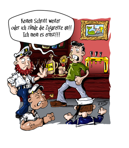 Cartoon: Selbstverteidigung ... (medium) by Toeby tagged cartoon,hafenbar,kerze,matrose,schlägerei,toeby,mark,töbermann