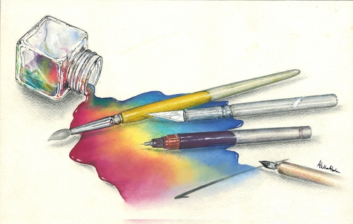 Cartoon: color ink (medium) by Atilla Atala tagged color,ink