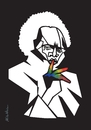 Cartoon: Miles Davis (small) by Atilla Atala tagged miles davis jazz portrait rainbow cool trompet