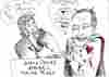 Cartoon: Silvio demon and Obama pax nobel (small) by valterino tagged obama berlusconi