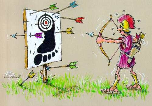 Cartoon: Achile target (medium) by Liviu tagged target,heal,arrow,