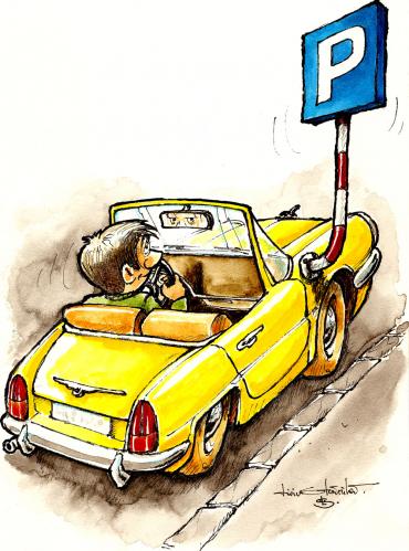 Cartoon: P (medium) by Liviu tagged car,parking,sign,