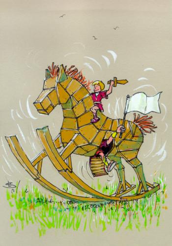 Cartoon: Trojan horse (medium) by Liviu tagged trojan,horse,dizzines,
