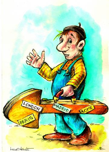 Cartoon: worker (medium) by Liviu tagged worker,lugage,tripp