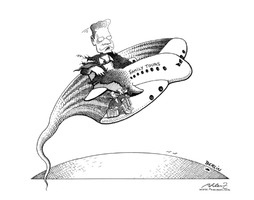 Cartoon: Globetrotter (medium) by Pohlenz tagged westerwelle,außenpolitik,fdp,verwandte,südamerika