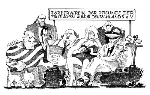 Cartoon: Politische Kultur (medium) by Pohlenz tagged politik,integrität,spenden,parteien,politik,integrität,spenden,parteien,kultur,förderverein,verein,versammlung,gruppe,verschwörung,mafia,geld,vereinigung