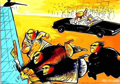 Cartoon: assassination (medium) by oguzgurel tagged humor
