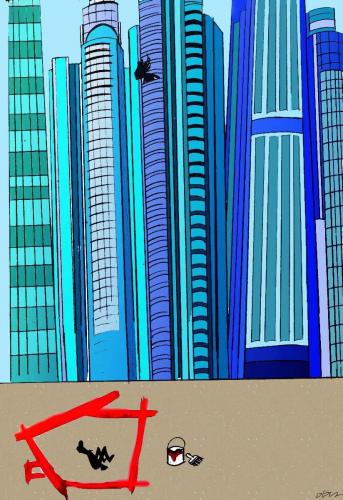 Cartoon: skyscraper (medium) by oguzgurel tagged humor