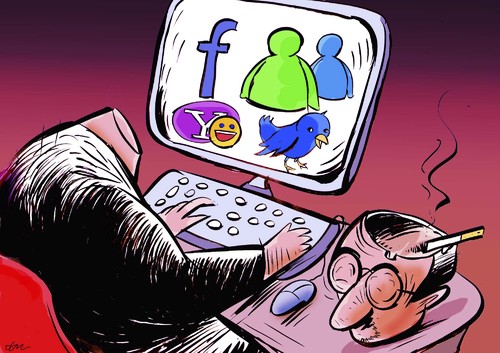 Cartoon: social media (medium) by oguzgurel tagged social,media