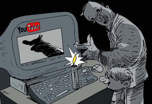 Cartoon: youtube (medium) by oguzgurel tagged humor